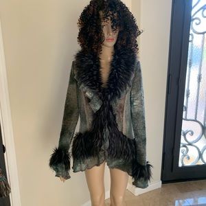 Faux fur trimmed cardigan/jacket